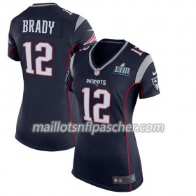 Maillot New England Patriots Tom Brady 12 Nike Bleu II 2019 Super Bowl LIII - Femme